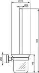 Wandhängender Halter für Bürstengarnitur aus schwarzem satinierten Glas von Ideal Standard, mit integrierter Halterung und definierten Abmessungen.